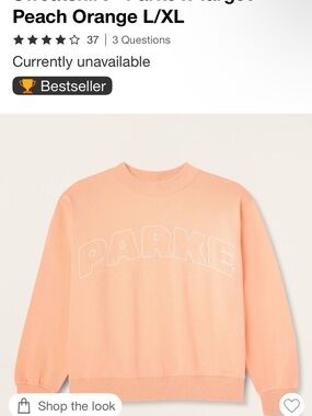 Parke Peach Orange Crewneck Sweatshirt L/Xl size